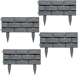 GXBCS Vallas para Jardin Valla Jardin Borduras Jardin Borduras Jardin Cercas Decorativas 4 Piezas de plástico de Efecto ladrillo para jardín, Malla para césped, Cerca de Borde para jardín 1030