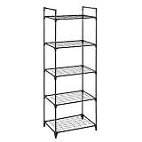 SONGMICS Estantería de 5 Niveles, Armario de Almacenamiento, Estantería de Malla, Capacidad de Carga 8 kg/Niveles, para Cocina, Oficina, Garaje, 55 x 35 x 158 cm, Negro LST05BK