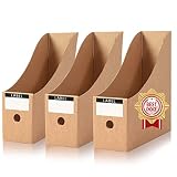 NOCHME Revistero Archivador 3 Piezas,A4 Moderno Kraft Carton Papel Revistas Soporte Con Etiquetas, Separador Clasificador De Archivos De Escritorio Organizador De Documentos