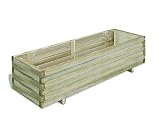 Jardinera Rectangular, Macetero de Madera Grande con Patas para Jardín, 120 x 40 x 30 cm