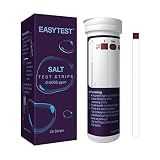 EASYTEST Tiras de Prueba de Piscina Agua Salada (25 unidades), Kits Tiras Prueba Sal Para Piscina,Spa Para Pruebas Agua Contenido Cloruro Sodio 0-8000 ppm,Monitorea Equilibra Salinidad Química Piscina