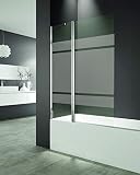 Mampara de bañera - Fijo más Hoja abatible 6 mm con tratamiento anti cal - Medida 150x122 cm - Perfiles aluminio y elevación al girar (FROST PLUS)