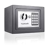 TOOLUCK- Caja Fuerte, con Cerradura Electrónica y 2 llaves de Emergencia, Montada en la Pared / Piso, con dos pernos de bloqueo, Caja Fuerte Pequeña para oficina o hogar por dinero, Joyas (gris)