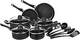 Amazon Basics - Juego de utensilios de cocina antiadherentes, 15 piezas