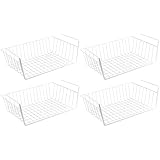 WELLGRO Cestas metálicas para armarios colgantes - aprox. 41 x 25 x 14 cm (LxBxH) - crean espacio extra - blanco, Juego de 4