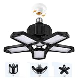 Luz LED para Garaje,WZTO E27 / E26 80W 8000LM Luz de Taller Deformable con 5 Paneles Ajustables Luz de Techo LED para Garaje, Almacén,Bodega,Gimnasio,Cocina
