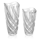 TERESA'S COLLECTIONS Jarrón Decorativo de Cristal, Florero Vidrio de Suelo para Uso Doméstico y en Hostelería, de Alto 30&24cm , Set of 2