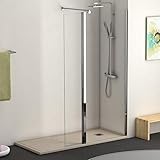 Mampara Ducha Fijo + Puerta Abatible - 【93,5-95 (FIJO 60 cm + PUERTA 35 cm)】 - Frontal sin cierre - EstiloBaño STAR - TRANSPARENTE 6 mm - cristal templado de seguridad - Disponible 3 medidas