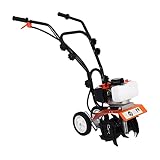 Youwise 52CC Motoazada Pequeña Gasolina, Mini Cultivador Gasolina 2 Tiempos Ligero, Motocultor Pequeño Gasolina con Motor Potente, Rotovator Motoazada para Jardín, Cuchillas Escarificadoras Robustas
