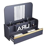 Mesa ordenador Pequeña para Espacios Pequeños Mesa de Pared de Escritorio Plegable con Compartimentos de Almacenamiento y Cajones Mesa de Computadora o Tocador(Size:836×390×296mm,Color:gris oscuro)