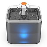 NICREW Fuente para Gatos 2L Silenciosa, Bebedero Gatos con 3 Tipos de Flujo, Fuente Gatos con Triples Filtraciones, Fuente de Agua para Gatos(Gris)
