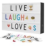 Micacorn Caja de Luz A4 con 204 Letras Emojis Número LED Alimentado por Batería y USB para la Decoración Navideña del Bebé del Cumpleaños de la Fiesta de la Boda del Hogar Personaliza tu Propio Mensaj
