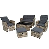 tectake 801040 Conjunto de ratán para jardín, Mueble de Exterior de Poli ratán para Patio, Sofá de ratán sintético para terraza con Cojines y Fundas (Natural)