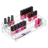 mDesign Organizador de maquillaje – Caja transparente con 4 compartimentos - Ideal para guardar maquillaje y cosméticos, como organizador de labiales, etc. – Plástico transparente
