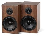 McGrey BSS-265 BR - Altavoces de estantería Hi-Fi (1 par, 40 W (RMS), sistema de 2 vías, también para montaje en pared, color marrón