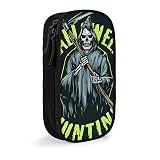 Estuche para lápices de Halloween Muerte Calabaza Muerte Muerte Caja de lápices minimalista con cremallera para la universidad, escuela, oficina, negro