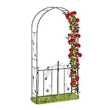 Relaxdays Arco para Rosas con Puerta, Soporte para trepadoras, Metal, 230 x 113,5 x 36,5 cm, Verde