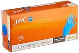 Jet + Guantes de vinilo multiusos, sin polvo, desechables, extra fuertes - Caja de 100 - Talla M