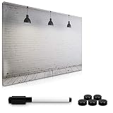 Navaris Pizarra magnética para Notas recados 60 x 40CM - Tablero magnético con diseño Industrial - Lavable con Soporte y Marcador magnético