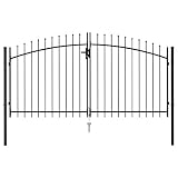 Festnight Cancela de Valla Doble Puerta con Puntas Acero Puerta Jardin Metalica Vallas para Jardin Negro 3x1,5 m
