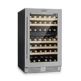 Klarstein Vinovilla Duo 79 Nevera para vinos - 59,5 cm, 189 litros, 79 botellas, independiente o empotrado, Eficiencia energética G, 2 zonas de refrigeración, iluminación LED, Acero inoxidable