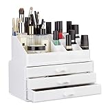 Relaxdays Organizador Maquillaje Pequeño, Blanco, 14x23.5x19 cm