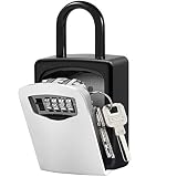 Caja de Cerradura con Llave Montado en la Pared Clave Caja con Candado de 4 Dígitos Combinación de Bloqueo Exterior e Interior Seguridad Llave Storage para Oficina de la Escuela de Home (Plata)