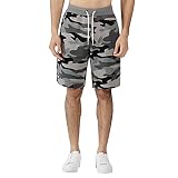Extreme Pop Hombre Pantalones Cortos de Camuflaje Pantalón Corto de Combate de Camuflaje de Terry Army Pantalón de Playa Pantalones Deportivos Pantalones Cortos Camo Verde y Gris (S, Gris)