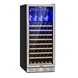 Klarstein Vinovilla 127 nevera de dos zonas, 331 litros, 127 botellas de vino, luces LED, Iluminación interior LED, 5-18 °C, 10 baldas de madera, portacopas, antivibración. Negro