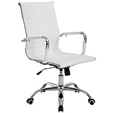 T-LoVendo TLV-SB2 Silla de Oficina de Diseño Ergonomica Reclinable Piel Cuero Sintetico-Blanca, Universal