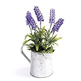 CIAL LAMA Planta Artificial Decorativa Lavanda en Jarra Metal 24 cm