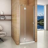 100x190cm Mampara Pantalla de ducha cristal opaco angular de bisagra 8mm con tratamiento antica