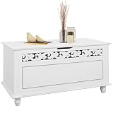 Deuba Baúl de Almacenamiento de Madera Jersey Blanco 80x40x48cm Cofre de almacenaje Arcón Multiuso