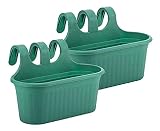 Jardinera Balcón 6,5 litros 38 cm Largo, Set 2 Unidades, Maceta Colgar (Verde)