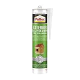 Pattex Exterior Sella, Pega & Repara, sellador exterior duradero, polímero transparente resistente a las condiciones climáticas, cubrejuntas pintable, 1 cartucho x 280 ml
