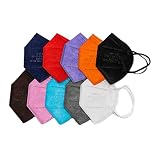 10x Mascarillas FFP2 NR Homologadas y Certificadas CE - Surtido de colores - Embolsado individual para mayor higiene y comodidad - Protección contra polvo y partículas (pack 10)