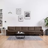 Sofá Chaise Longue, Sofas de Salón Sofá de 5 plazas de Tela marrón