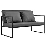 casa.pro] Sofá de jardín 70 x 114 x 60 cm Mueble de jardín para Exterior con cojín Negro