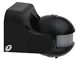 Electraline 58411 - Sensor detector de presencia de movimiento, interruptor crepuscular y timer IP44, color negro
