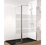 Mampara de Ducha Fijo con Puerta Abatible Italia – Panel Pantalla Fijo Walk In SERIGRAFÍA – 1,95 metros de alto y Cristal templado de 6mm de espesor, 120 cm