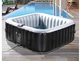 SPA Hinchable Niza de PVC, 4 plazas, Gris/Negro