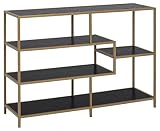 AC Design Furniture Jörn - Estantería asimétrica de 4 Niveles (78 x 114 x 35 cm, melamina y Metal), Color Negro y Dorado