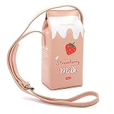 KongLyle Bolsa de Hombro para Mujer, Milk Caja Dibujos Bolsa de Hombro Damas Jovencitas Cruzado Bolso Teléfono Bolso - Rosa