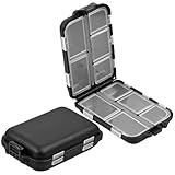 Pinsheng 2 Piezas Caja de Almacenamiento para Pesca señuelos, 10 Compartimentos Caja de Aparejos de la Pesca de plástico, Impermeable Caja de Almacenamiento para Almacenar Accesorios de Pesca, Negro
