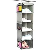 BrilliantJo Organizador de Armario Colgante con 5 Compartimentos y 6 Bolsillos Laterales, Armario de Almacenamiento Colgante con 2 Ganchos (30 * 30 * 108 cm, Gris)