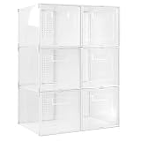 Navaris 6X Caja de Zapatos - 6 Cajas de plástico apilables para Guardar Zapatillas Botas Tacones - Organizador Transparente almacenaje de Calzado