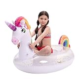 JOYIN Flotador inflable de unicornio con purpurina, flotadores divertidos para la playa, balsa de unicornio, juguetes de piscina, decoración de balsa de verano para niños (175 x 74 x 85 cm)