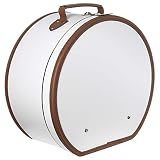 Lierys Sombrerera redonda y crema blanca - Aprox. 40 cm x 21 cm - Caja para sombrero grande de piel sintética - Con asa y cierre - Caja para sombrero - También como decoración para el piso