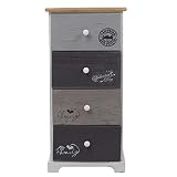 Rebecca Mobili Cajonera 4 cajones, mesilla de Noche Vintage, para Dormitorio baño, Madera de Paulownia, Blanco Gris - Medidas: 72 x 35 x 27 cm (AxANxF) - Art. RE4333