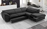 Sofá cama esquinero tejido romeo negro chaise longue a la derecha